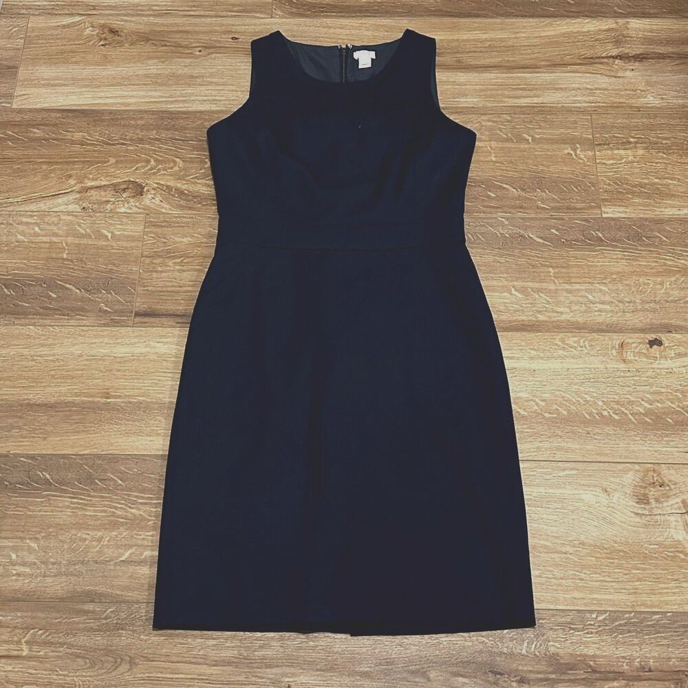 J Crew Sleevless Blue Wool Blend Fitted Dress Sz 4 Careerwear Office Party Dress